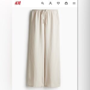 H&M linen blend drawstring pants size XS